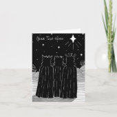 3つの王およびクリスマスの星の白黒芸術 シーズンカード (正面)