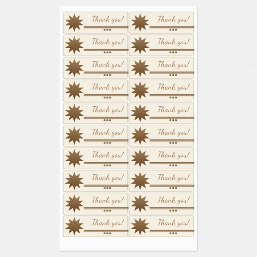 3つの球体 ゴールドテキスト クリーム色の「ありがとう」ラベル ラベル (シート)