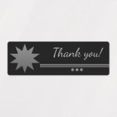 3つの球 銀色テキスト 黒の「ありがとう」ラベル ラベル (デザイン1)