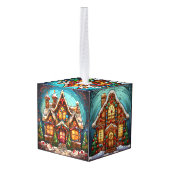 3つの画像ステンドグラスのクリスマスキューブオーナメント キューブオーナメント (裏面アングル)