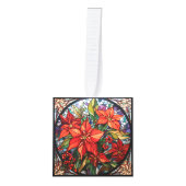 3つの画像ステンドグラスのクリスマスキューブオーナメント キューブオーナメント (正面)