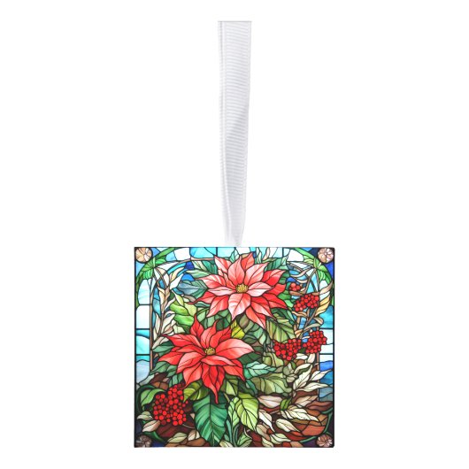 3つの画像ステンドグラスのクリスマスキューブオーナメント キューブオーナメント (右)