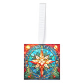 3つの画像ステンドグラスのクリスマスキューブオーナメント キューブオーナメント (正面)