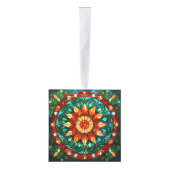 3つの画像ステンドグラスのクリスマスキューブオーナメント キューブオーナメント (右)