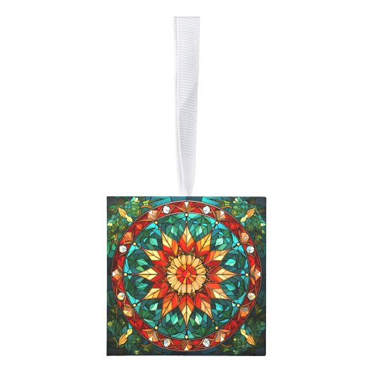 3つの画像ステンドグラスのクリスマスキューブオーナメント キューブオーナメント (右)