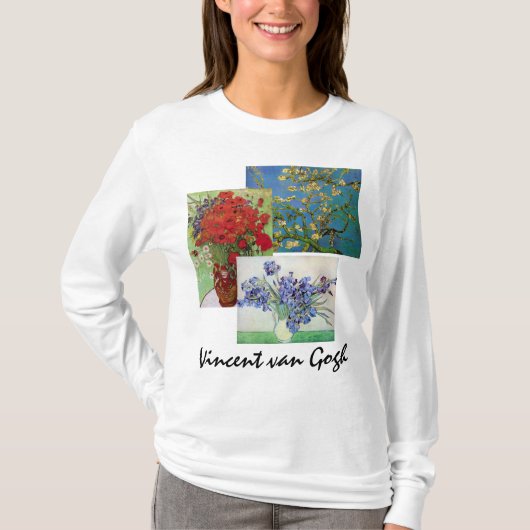 3つの異なるヴィンテージ ヴァンゴッホ 花の芸術 Tシャツ (正面)