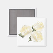 3つの白いバラ マグネット (正面/裏面)