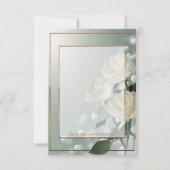 3つの白いバラ/金ゴールドトリム サンキューカード (裏面)