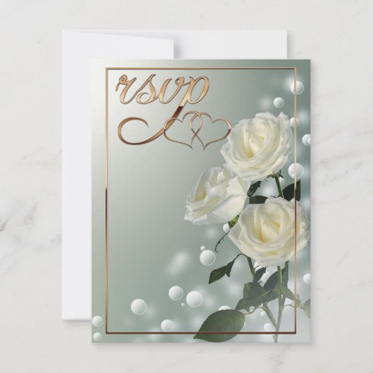 3つの白いバラ/金ゴールドトリム サンキューカード (正面)