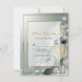 3つの白いバラ/金ゴールドトリム サンキューカード (裏面)