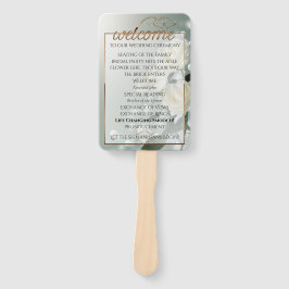 3つの白いバラ/金ゴールドトリム ハンドファン