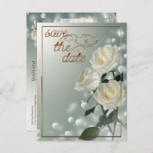 3つの白いバラ/金ゴールドトリム ポストカード (正面/裏面)