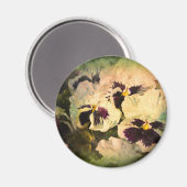 3つの白いパンジー（テクスチャ） マグネット (正面/裏面)