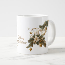 3つの白いロウソクのクリスマス ジャンボコーヒーマグカップ