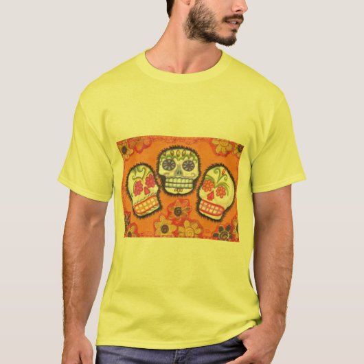 3つの砂糖のスカルのティー Tシャツ (正面)