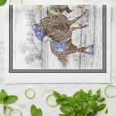 3つの競馬 – 首と首 キッチンタオル (折り畳み)