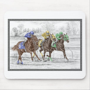 3つの競馬 – 首と首 マウスパッド
