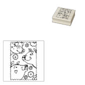 3つの笑顔の豚、農家の家族、幸せな納屋周囲の庭 ラバースタンプ (押印)