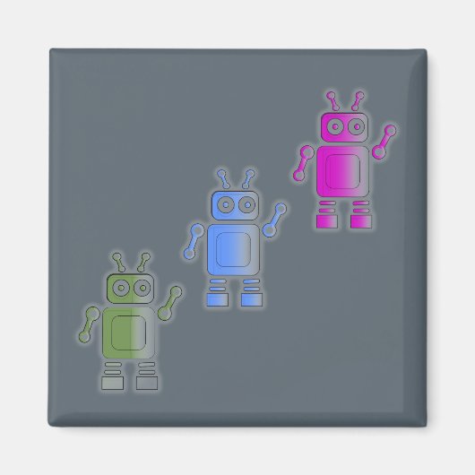 3つの素晴らしレトロロボット マグネット (正面)