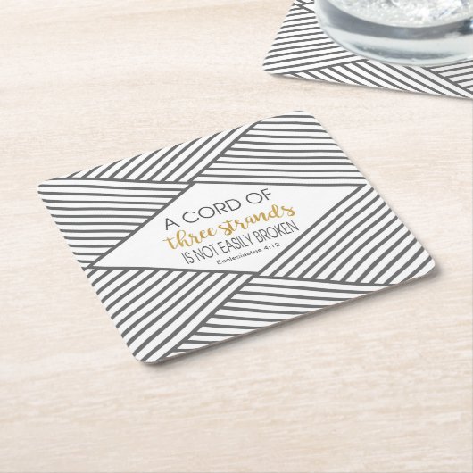 3つの繊維のコードは容易に壊れません スクエアペーパーコースター (アングル)