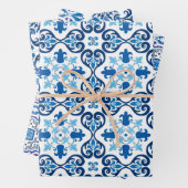  3つの美し😍い青いアズレジョスの包み  ラッピングペーパーシート (インサイチュ)