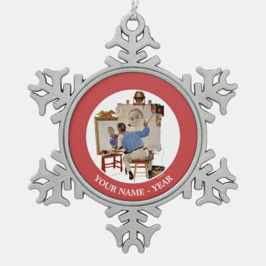 3つの自画像 スノーフレークピューターオーナメント (正面)