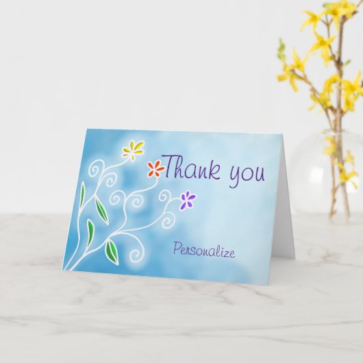 3つの花ありがとう – メッセージをパーソナライズ カード (黄色い花)