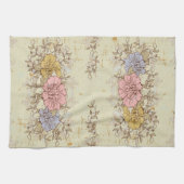 3つの花、ヴィンテージ国フローラ キッチンタオル (横)