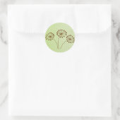 3つの茶色のタンポポの秋の花のステッカー ラウンドシール (バッグ)