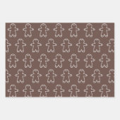 3つの茶色のトーンジンジャーブレッドマン ラッピングペーパーシート (正面3)