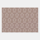 3つの茶色のトーンジンジャーブレッドマン ラッピングペーパーシート (正面2)