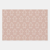 3つの茶色のトーンジンジャーブレッドマン ラッピングペーパーシート (正面)