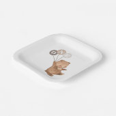 3つの茶色のバルーンでクマ – 1歳の誕生日 ペーパープレート (傾斜あり)