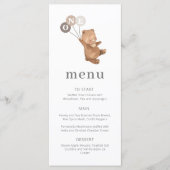 3つの茶色のバルーンでクマ – 1番目の誕生日 – メニュー (正面)