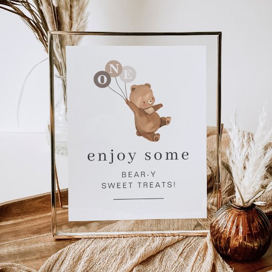 3つの茶色のバルーンを持つクマ ポスター