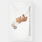 3つの茶色のバルーンを持つクマ 横断幕 (縦)