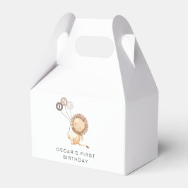 3つの茶色の風船を持つライオン フェイバーボックス