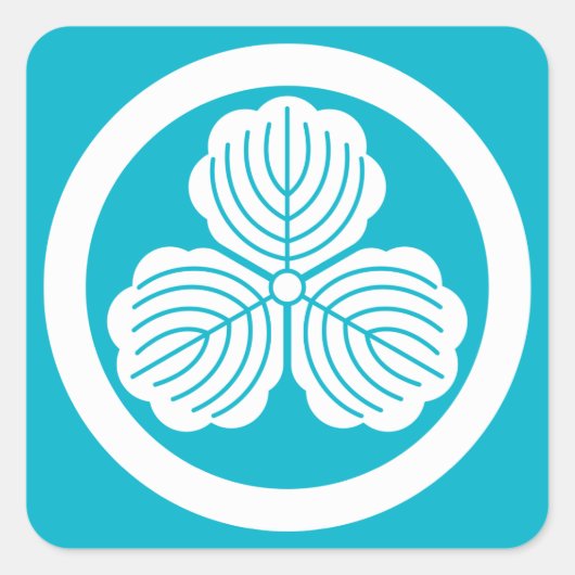 3つの葉オーク材を円形 スクエアシール (正面)