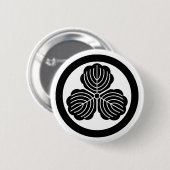 3つの葉オーク材を円形 缶バッジ (正面&裏面)