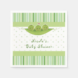 3つの豆のポッド三つ子の赤ちゃんシャワーパーティー カスタム スタンダードカクテルナプキン
