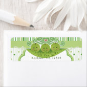 3つの豆のポッド三つ子ベビーシャワー招待状 ラベル (インサイチュ)