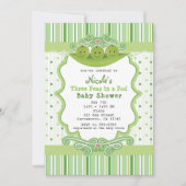 3つの豆のポッド三つ子ベビーシャワー招待状 招待状 (正面)