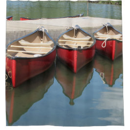 3つの赤いカヌー素朴シャワーカーテン シャワーカーテン