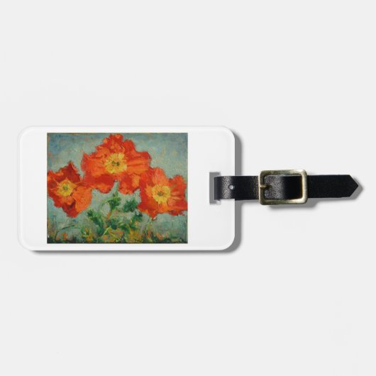 3つの赤いケシ荷物または財布のラベル ラゲッジタグ (正面横)