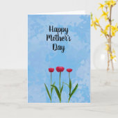 3つの赤いチューリップが咲く母の日 カード (黄色い花)