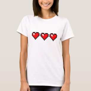3つの赤いピクセルハート Tシャツ