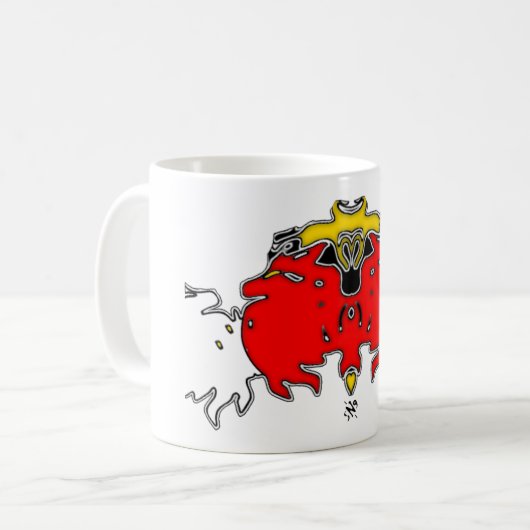 3つの赤い幽霊が吹く コーヒーマグカップ (正面左)