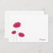 3つの赤い水色、ペンとインクジェーブ ノートカード (正面/裏面)