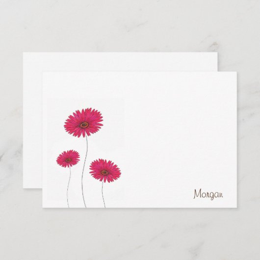 3つの赤い水色、ペンとインクジェーブ ノートカード (正面/裏面)