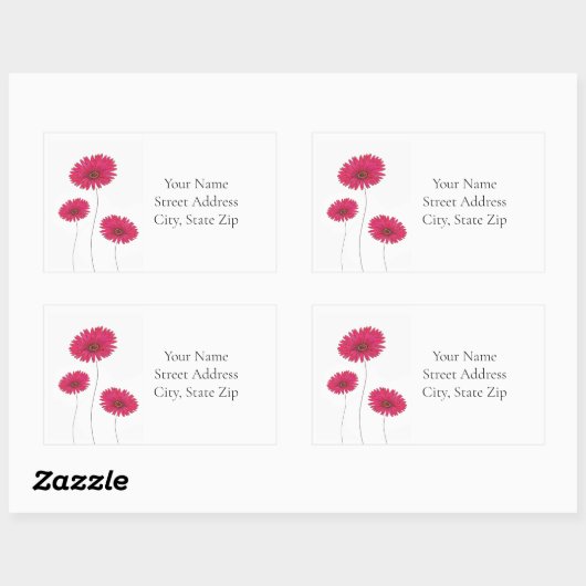 3つの赤い水色、ペンとインクジェーブ 長方形シール (シート)